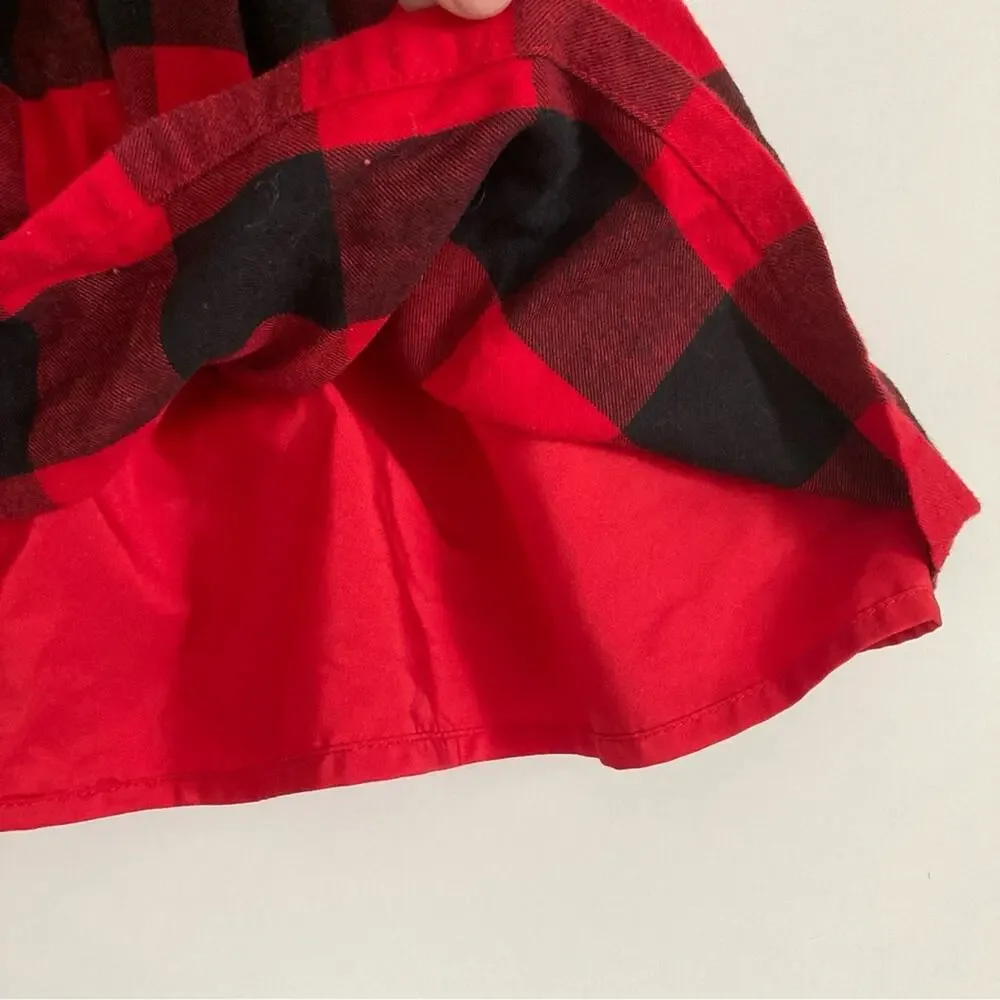 Carter’s Holiday Red Black Buffalo Plaid Tie Front Sleeveless Formal Dress
